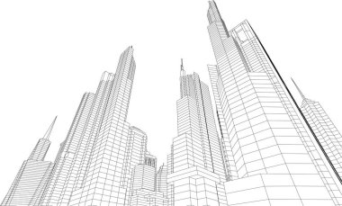 soyut mimari duvar kağıdı gökdelen tasarımı, dijital konsept arkaplan