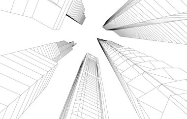 soyut mimari duvar kağıdı gökdelen tasarımı, dijital konsept arkaplan