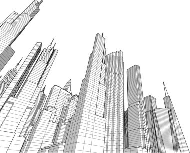 soyut mimari duvar kağıdı gökdelen tasarımı, dijital konsept arkaplan