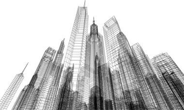 soyut mimari duvar kağıdı gökdelen tasarımı, dijital konsept arkaplan