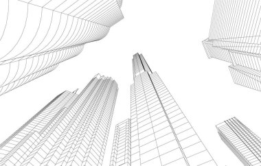 soyut mimari duvar kağıdı gökdelen tasarımı, dijital konsept arkaplan