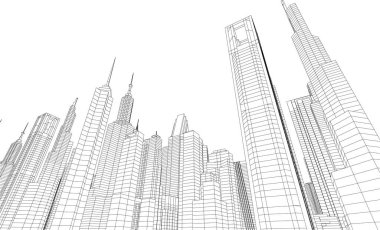 soyut mimari duvar kağıdı gökdelen tasarımı, dijital konsept arkaplan