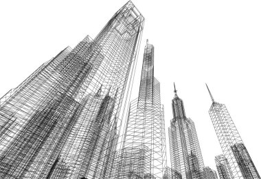 soyut mimari duvar kağıdı gökdelen tasarımı, dijital konsept arkaplan