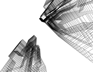 soyut mimari duvar kağıdı gökdelen tasarımı, dijital konsept arkaplan