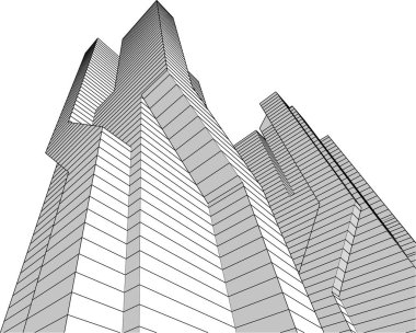 soyut mimari duvar kağıdı gökdelen tasarımı, dijital konsept arkaplan