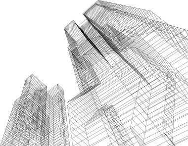 soyut mimari duvar kağıdı gökdelen tasarımı, dijital konsept arkaplan