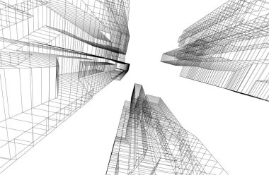 soyut mimari duvar kağıdı gökdelen tasarımı, dijital konsept arkaplan