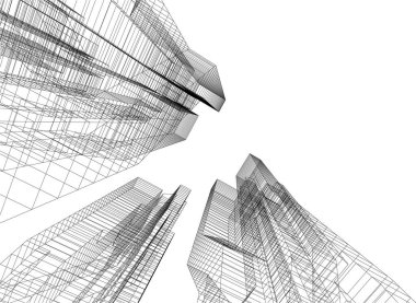 soyut mimari duvar kağıdı gökdelen tasarımı, dijital konsept arkaplan