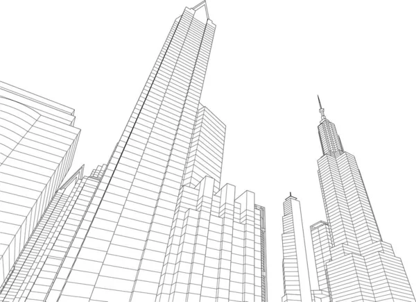 抽象的な建築壁紙超高層ビルのデザインデジタルコンセプトの背景 — ストックベクタ