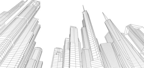 Abstract Architectural Wallpaper Skyscraper Design Digital Concept Background — Stock Vector