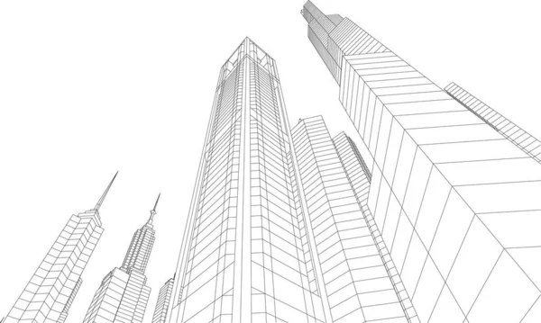 Abstract Architectural Wallpaper Skyscraper Design Digital Concept Background — Stock Vector