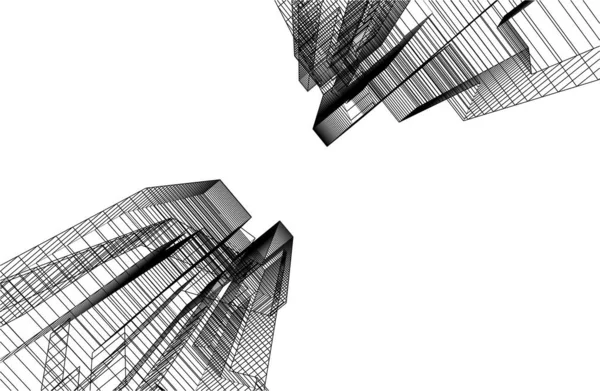 Abstrakt Arkitektonisk Tapet Skyskraber Design Digital Koncept Baggrund – Stock-vektor