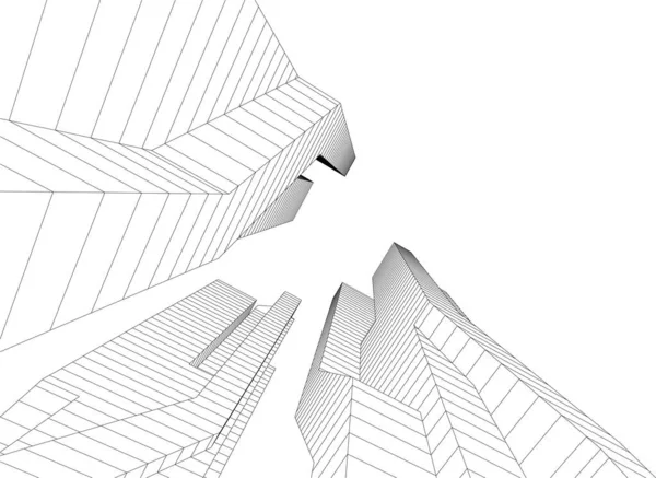Abstraktní Architektonické Tapety Mrakodrap Design Digitální Koncept Pozadí — Stockový vektor