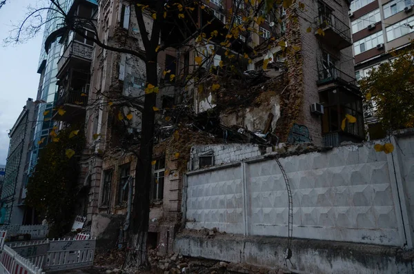 Война Украине Последствия Российской Ракетной Атаки Уничтожение Повреждение Центре Города — стоковое фото