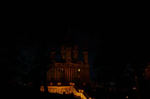 Kyiv Ukraine October 2022 View Andrew Church Dark City Light — Stock Photo, Image