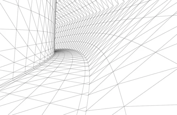 Futuristiskt Perspektiv Abstrakt Arkitektonisk Tapet Design Digital Geometriska Begrepp Bakgrund — Stock vektor