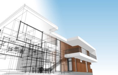 Ev kavramı kroki 3d çizim