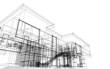 Ev kavramı kroki 3d çizim