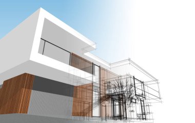 Ev kavramı kroki 3d çizim