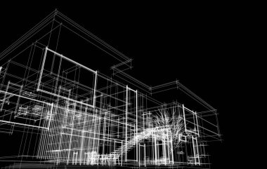 Ev kavramı kroki 3d çizim