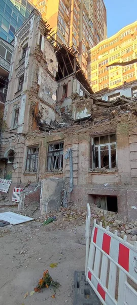 War Ukraine Consequences Russian Missile Attack Destruction Damage City Center — Stock Photo, Image