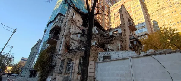 Guerra Ucrania Consecuencias Ataque Con Misiles Rusos Destrucción Daños Centro — Foto de Stock