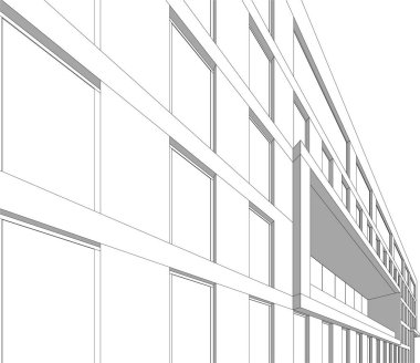 Şehir mimarisinin 3D çizimi, mimari duvar kağıdı tasarımı