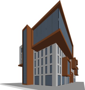 Şehir mimarisinin 3D çizimi, mimari duvar kağıdı tasarımı