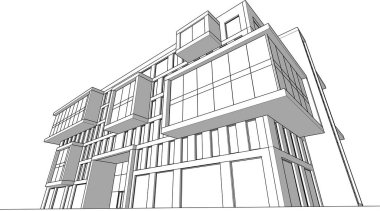 Şehir mimarisinin 3D çizimi, mimari duvar kağıdı tasarımı