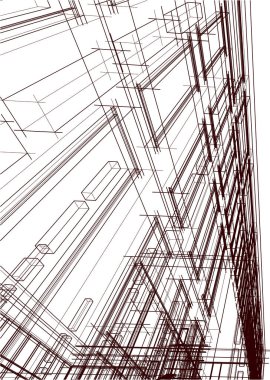 Şehir mimarisinin 3D çizimi, mimari duvar kağıdı tasarımı