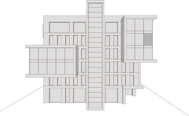 Şehir mimarisinin 3D çizimi, mimari duvar kağıdı tasarımı