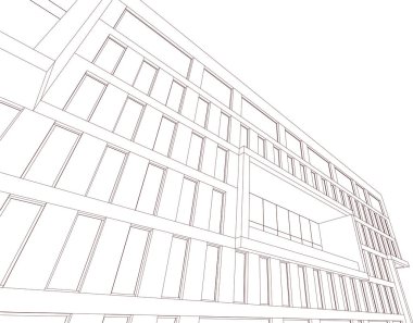 Şehir mimarisinin 3D çizimi, mimari duvar kağıdı tasarımı