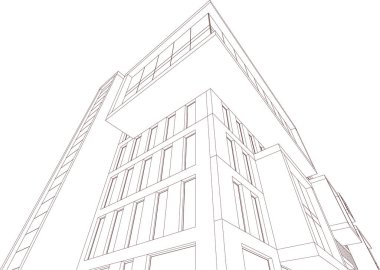 Şehir mimarisinin 3D çizimi, mimari duvar kağıdı tasarımı