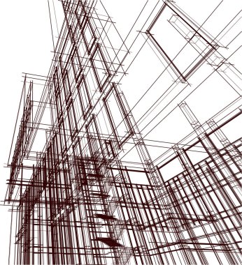 Şehir mimarisinin 3D çizimi, mimari duvar kağıdı tasarımı
