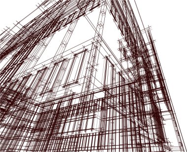 Şehir mimarisinin 3D çizimi, mimari duvar kağıdı tasarımı