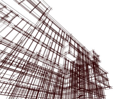 Şehir mimarisinin 3D çizimi, mimari duvar kağıdı tasarımı