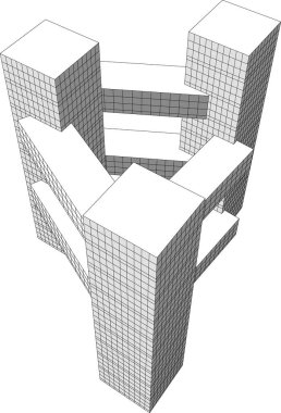 Şehir mimarisinin 3D çizimi, mimari duvar kağıdı tasarımı
