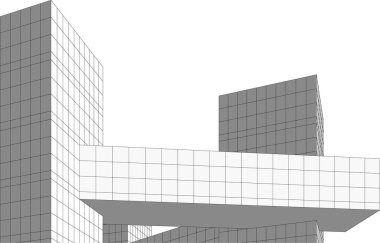 Şehir mimarisinin 3D çizimi, mimari duvar kağıdı tasarımı