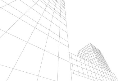 Şehir mimarisinin 3D çizimi, mimari duvar kağıdı tasarımı