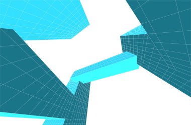 Şehir mimarisinin 3D çizimi, mimari duvar kağıdı tasarımı