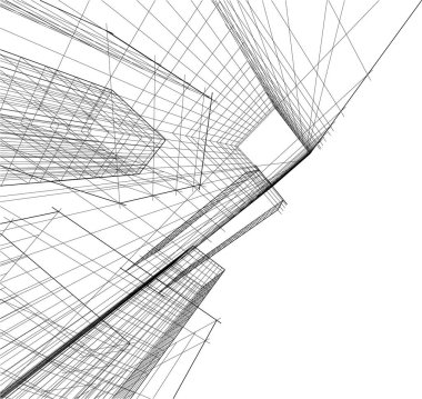 Şehir mimarisinin 3D çizimi, mimari duvar kağıdı tasarımı