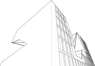 Şehir mimarisinin 3D çizimi, mimari duvar kağıdı tasarımı