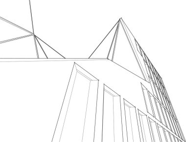 Şehir mimarisinin 3D çizimi, mimari duvar kağıdı tasarımı