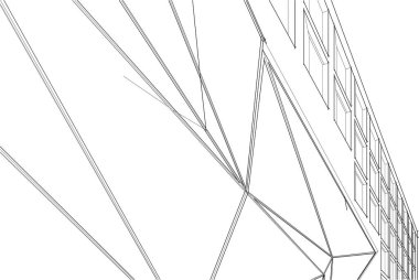 Şehir mimarisinin 3D çizimi, mimari duvar kağıdı tasarımı