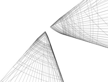 Şehir mimarisinin 3D çizimi, mimari duvar kağıdı tasarımı