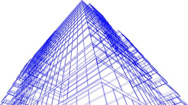 Şehir mimarisinin 3D çizimi, mimari duvar kağıdı tasarımı