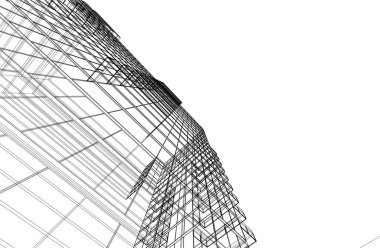 Şehir mimarisinin 3D çizimi, mimari duvar kağıdı tasarımı