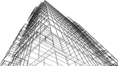 Şehir mimarisinin 3D çizimi, mimari duvar kağıdı tasarımı