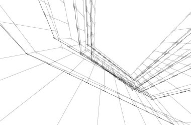 Şehir mimarisinin 3D çizimi, mimari duvar kağıdı tasarımı