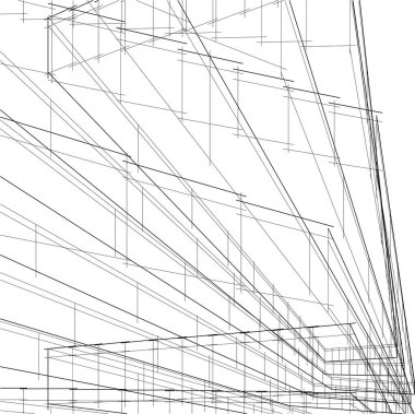 Şehir mimarisinin 3D çizimi, mimari duvar kağıdı tasarımı